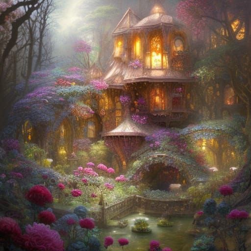 Crystal Cube Victorian Mansion: Hyperdetailed Digital Art
