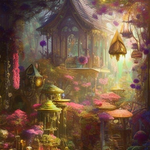 Crystal Cube on Water: Maximalist Digital Art