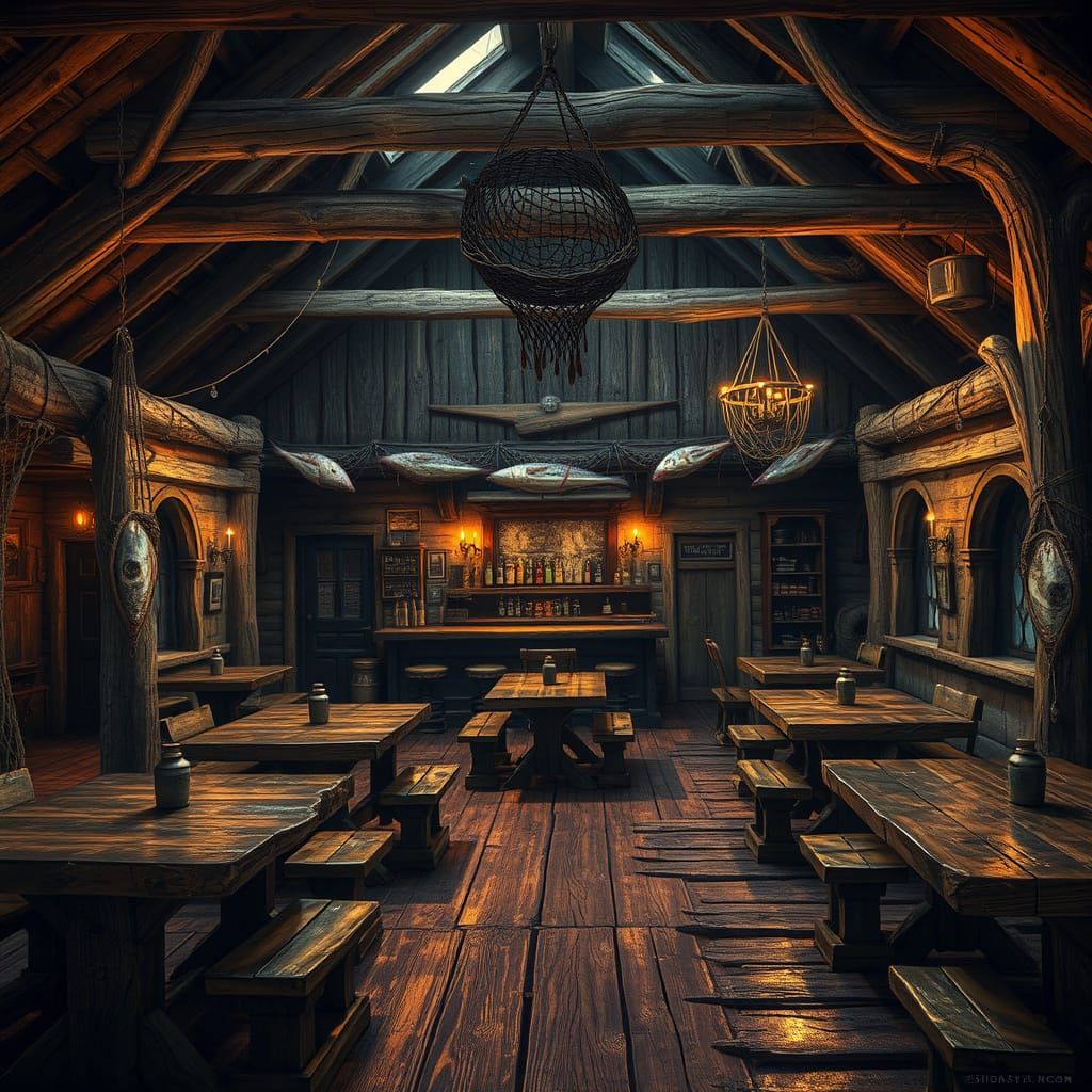 Rustic Tavern on Ayleid Pier in Digital Art Style