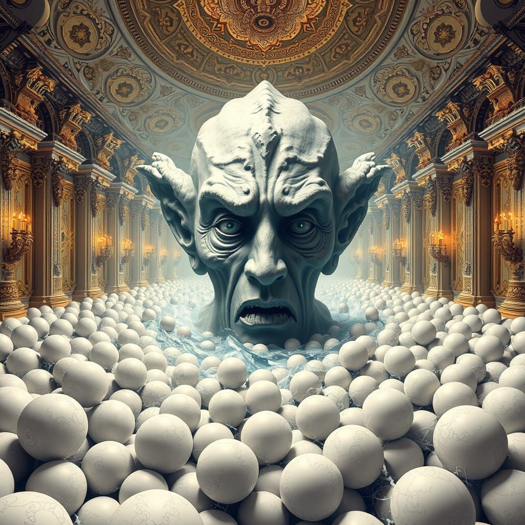 Distorted Face Emerges in Baroque Fractal Style