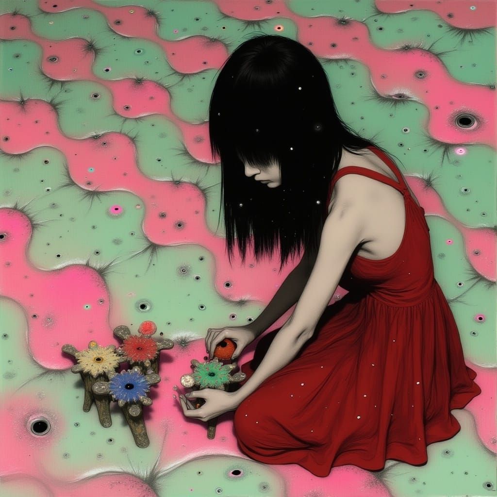 Mysterious Woman Lost in Thought, Knuckle-Bones at Hand