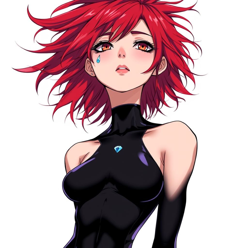 Anime Woman with Tattoos in Vibrant Art Style