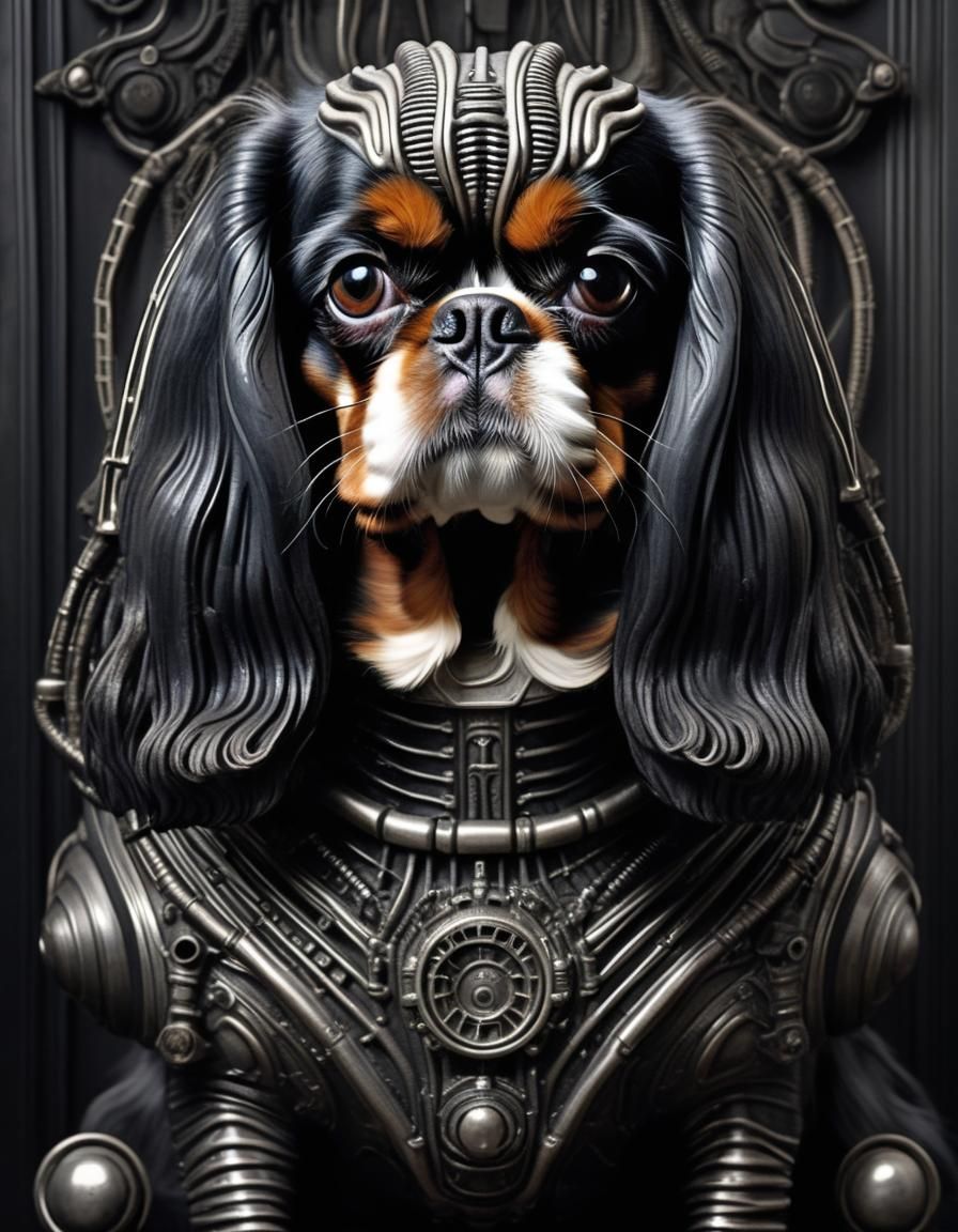 King Charles Spaniel in Giger Style