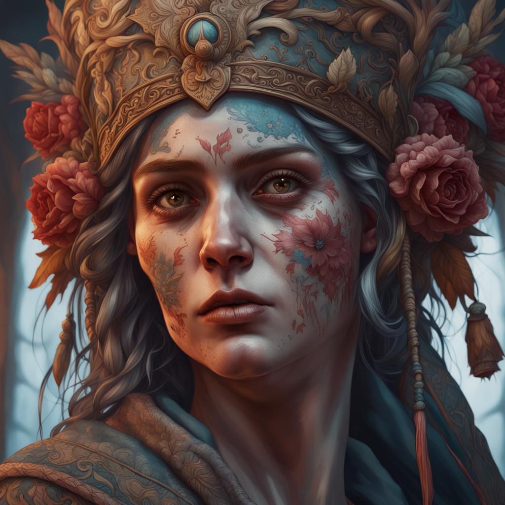 Ukrainian Folk Tale Portrait in Art Nouveau Style