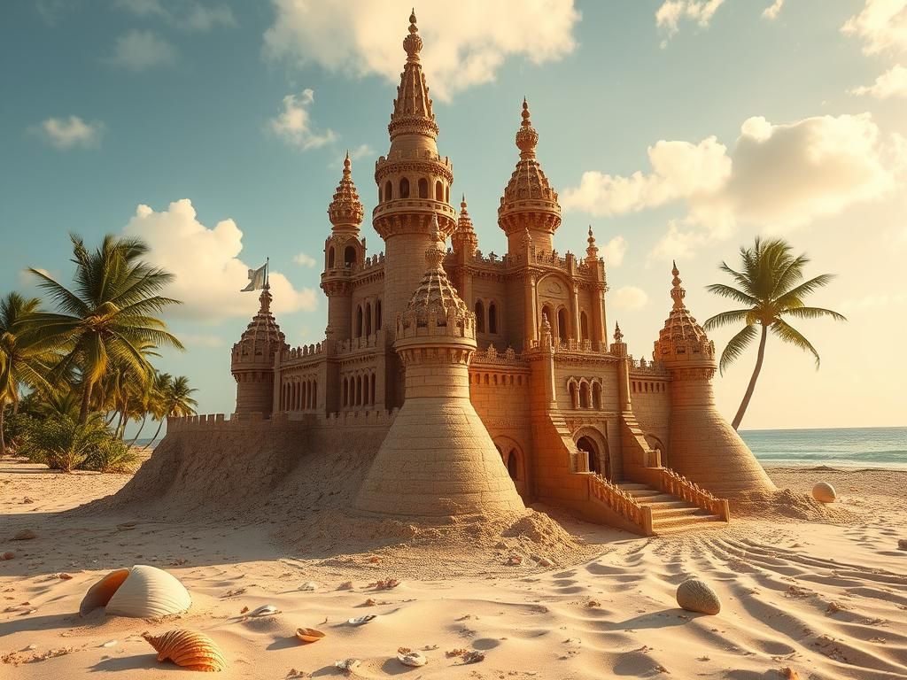 Majestic Sand Chateau on Tropical Beach