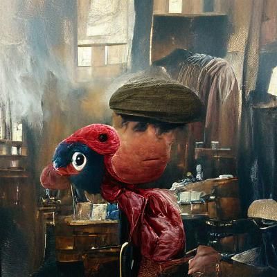 Elmo Joins the Peaky Blinders: An Oil Painting