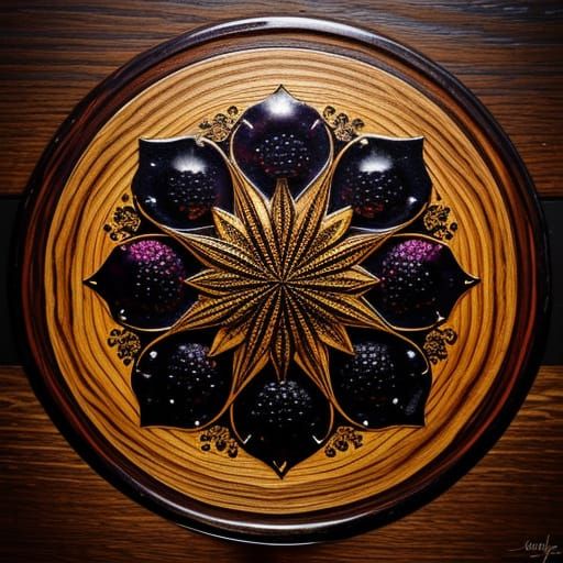 Whimsical Star Made of Wooden Blackberries