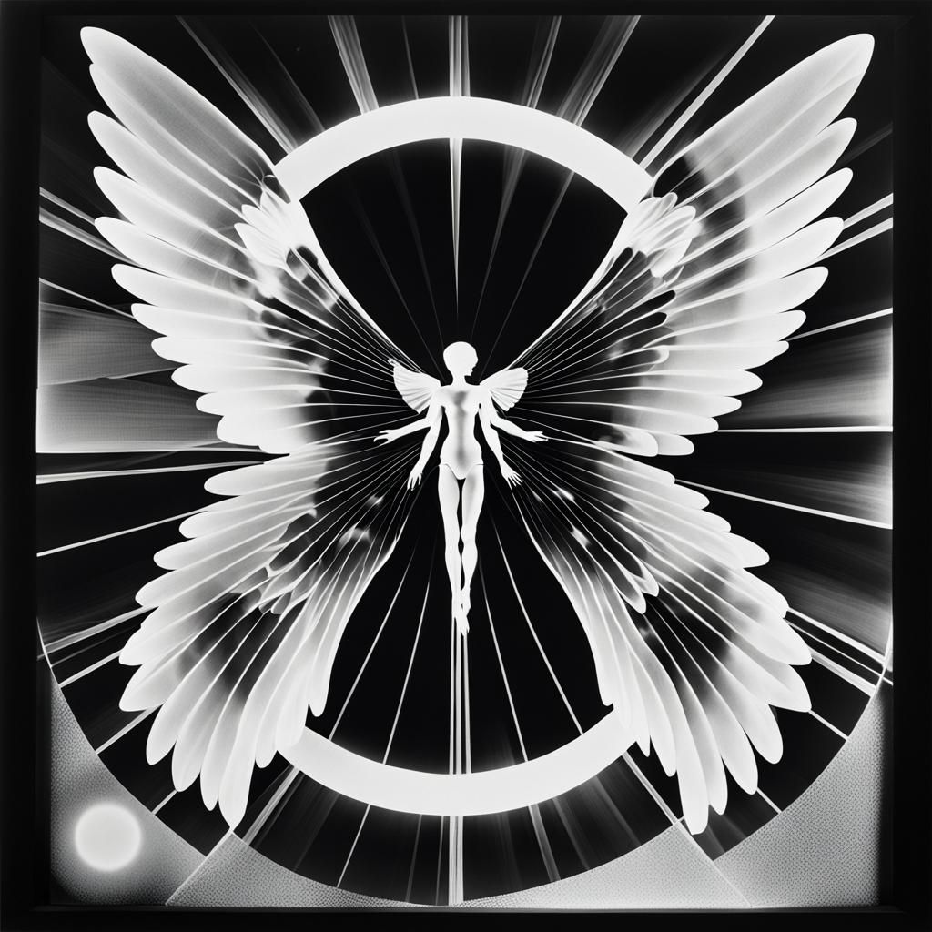 Ethereal Angel in Black and White Photogram