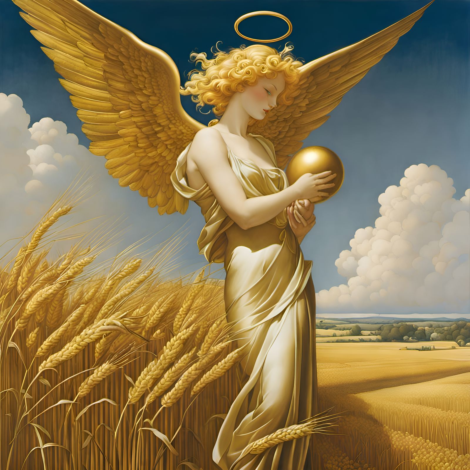 Golden Angel Over Wheat Field