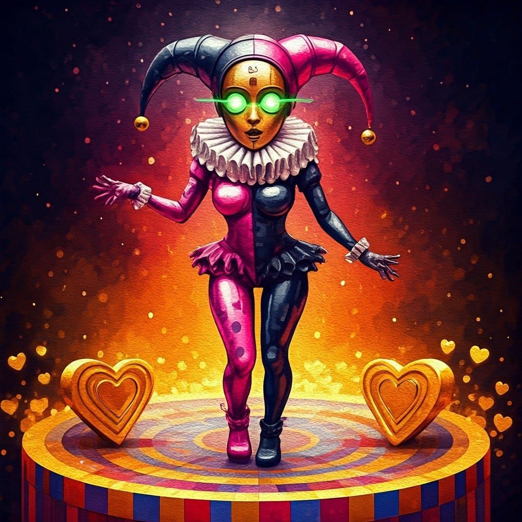 Glowing Cyberpunk Goddess Dances in Vibrant Watercolor Wonde...