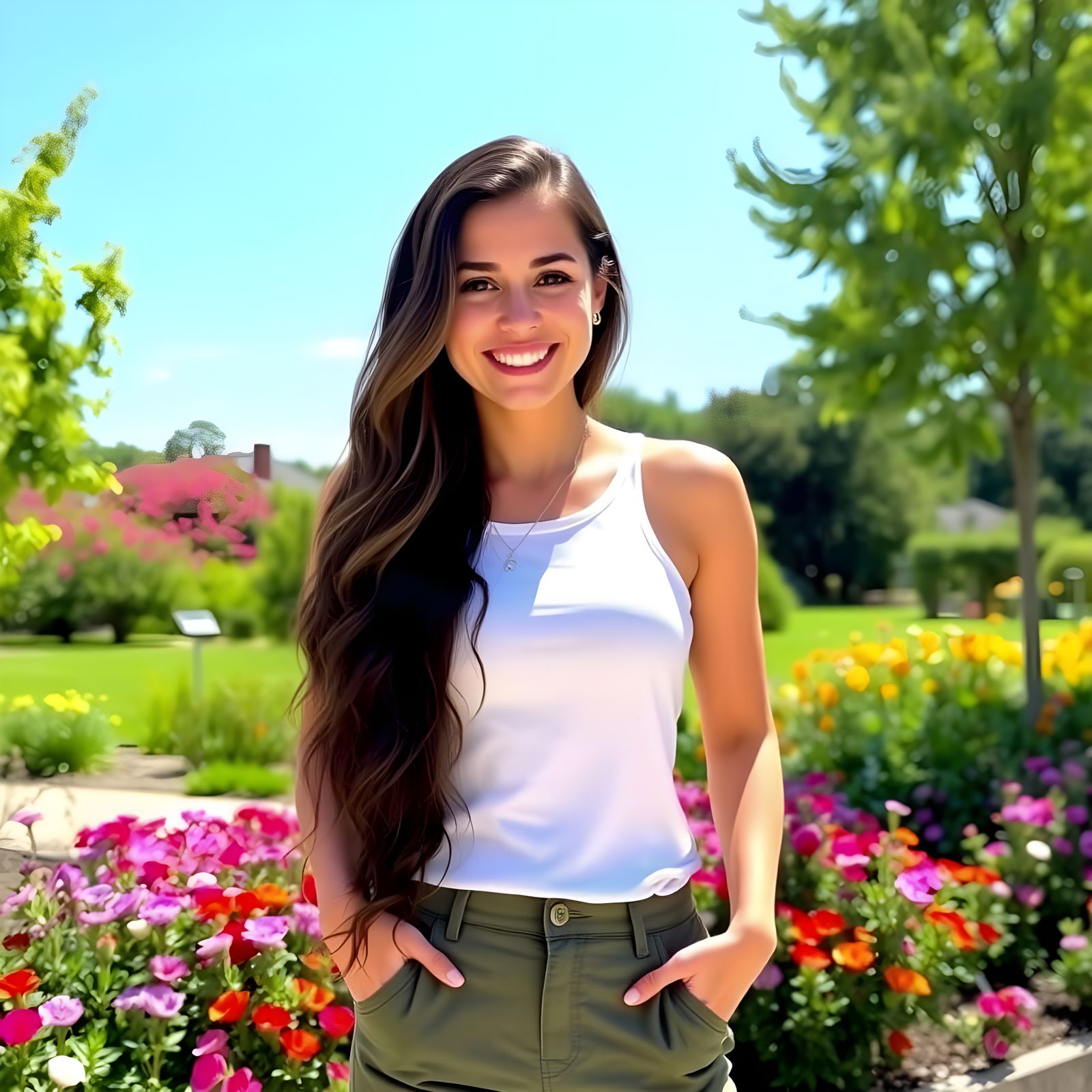 Sunny Garden Portrait in Vibrant Colors