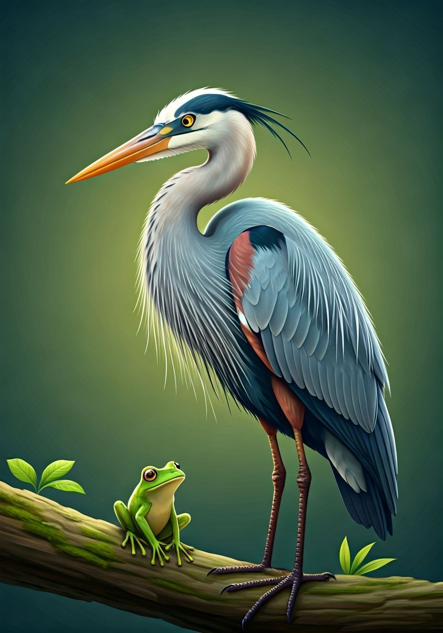 Blue Heron and Frog Share Unlikely Friendship, Adorable Scen...