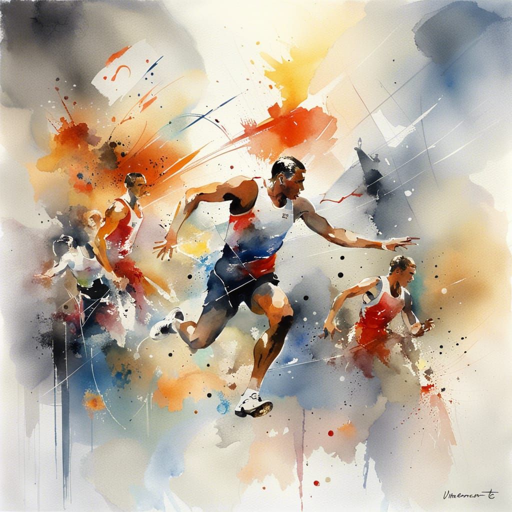Olympic Games in France: Abstract Watercolor