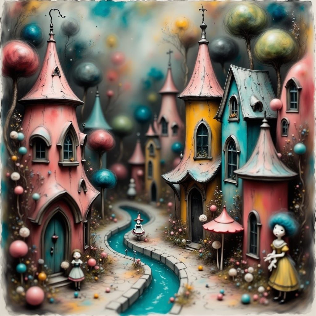 Whimsical Miniature Town of Steampunk-Inspired Delights