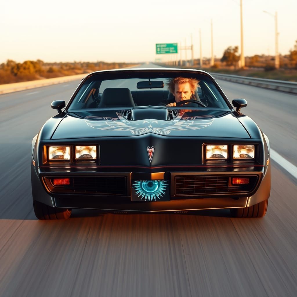 Cybernetic Trans Am Races Down Highway