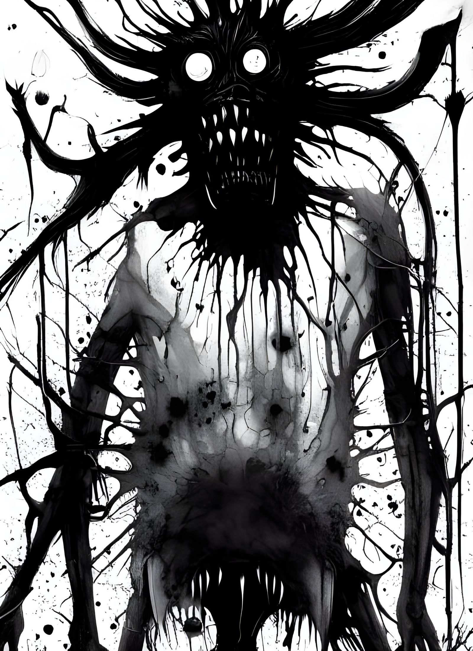 Terrifying Screaming Face in Horror Style