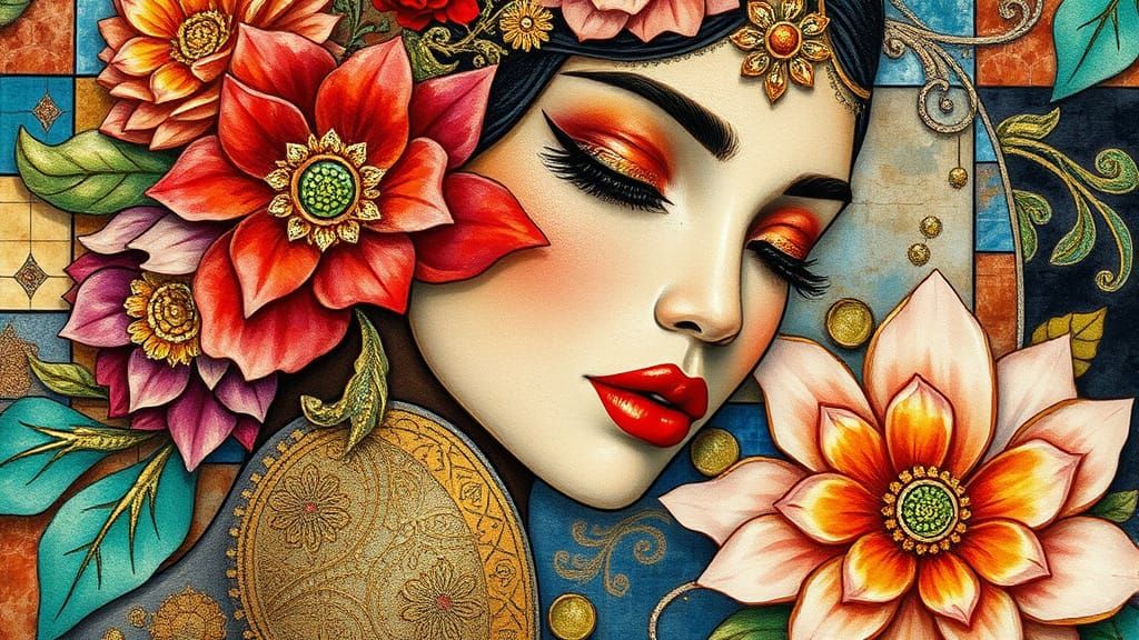 Jordanna with Floral Gold Accents in Klimt Style