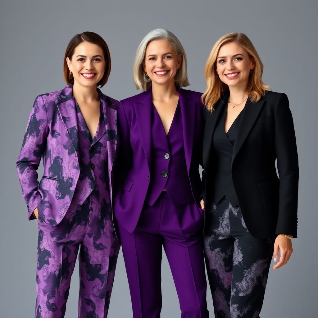 Female CEOs in Abstract Purple and Black Suits