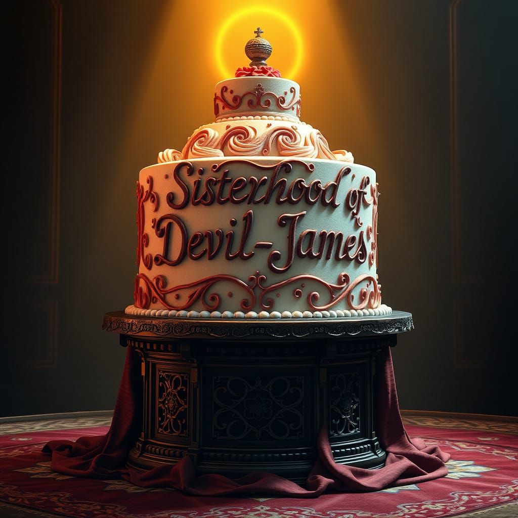 Dark Fantasy Christmas Cake with Gothic Icing Script