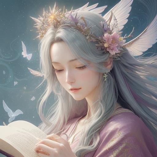 Elegant Digimon Scholar Portrait in Whimsical Digital Art