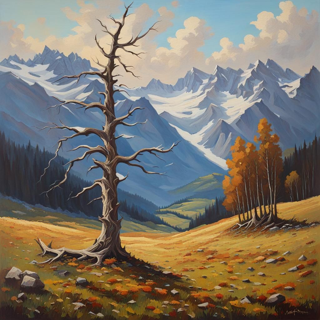 Dead Tree Field in the Alps Painting