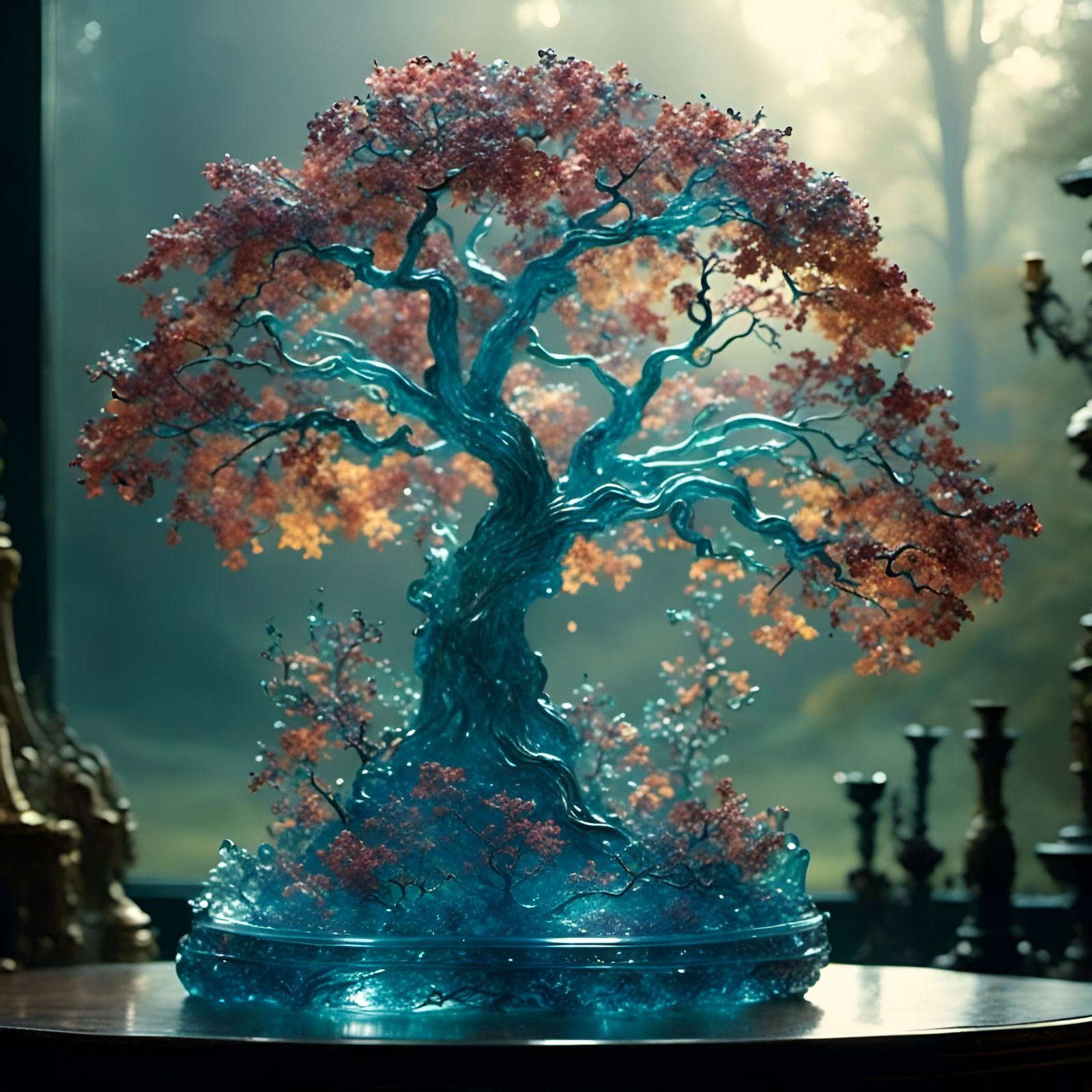 Ethereal Glass Oak Tree Sculpture