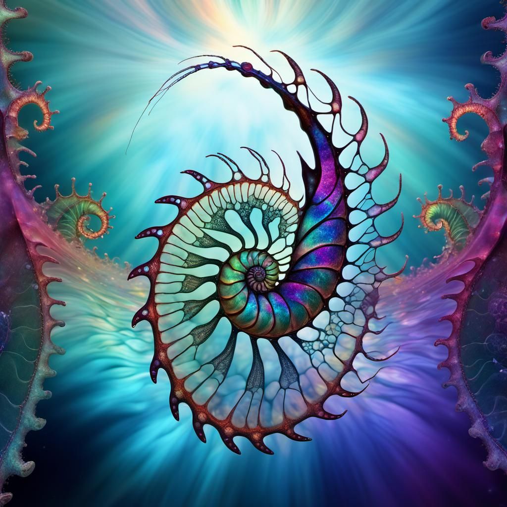 Intricate Nautilus Shrimp in Surrealist Style
