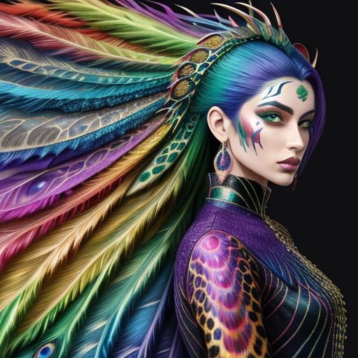 Woman with Rainbow Scales in Astral Illustration
