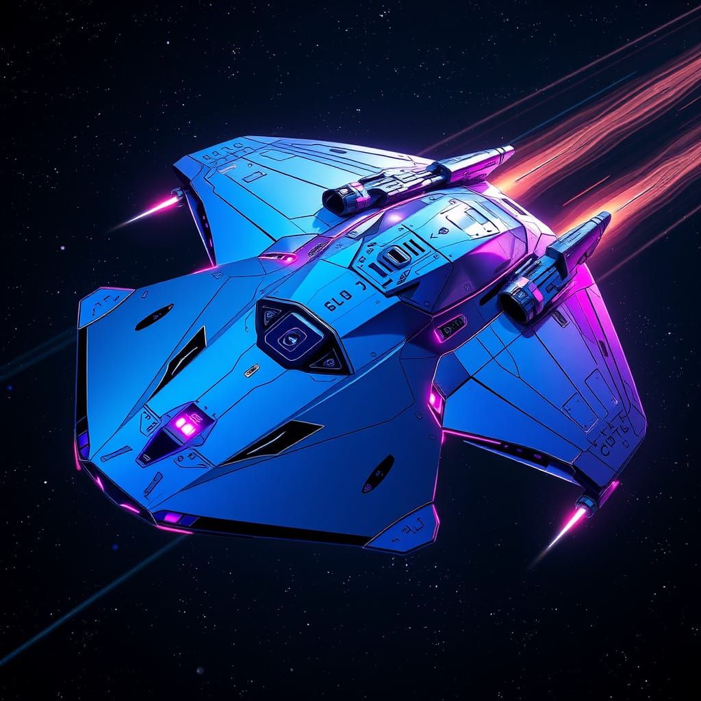Futuristic Spacecraft Blazes Through Cosmic Vastness