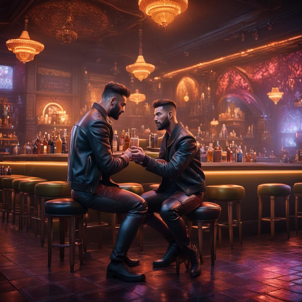 Gay Bar Proposal in Detailed Matte Painting Style