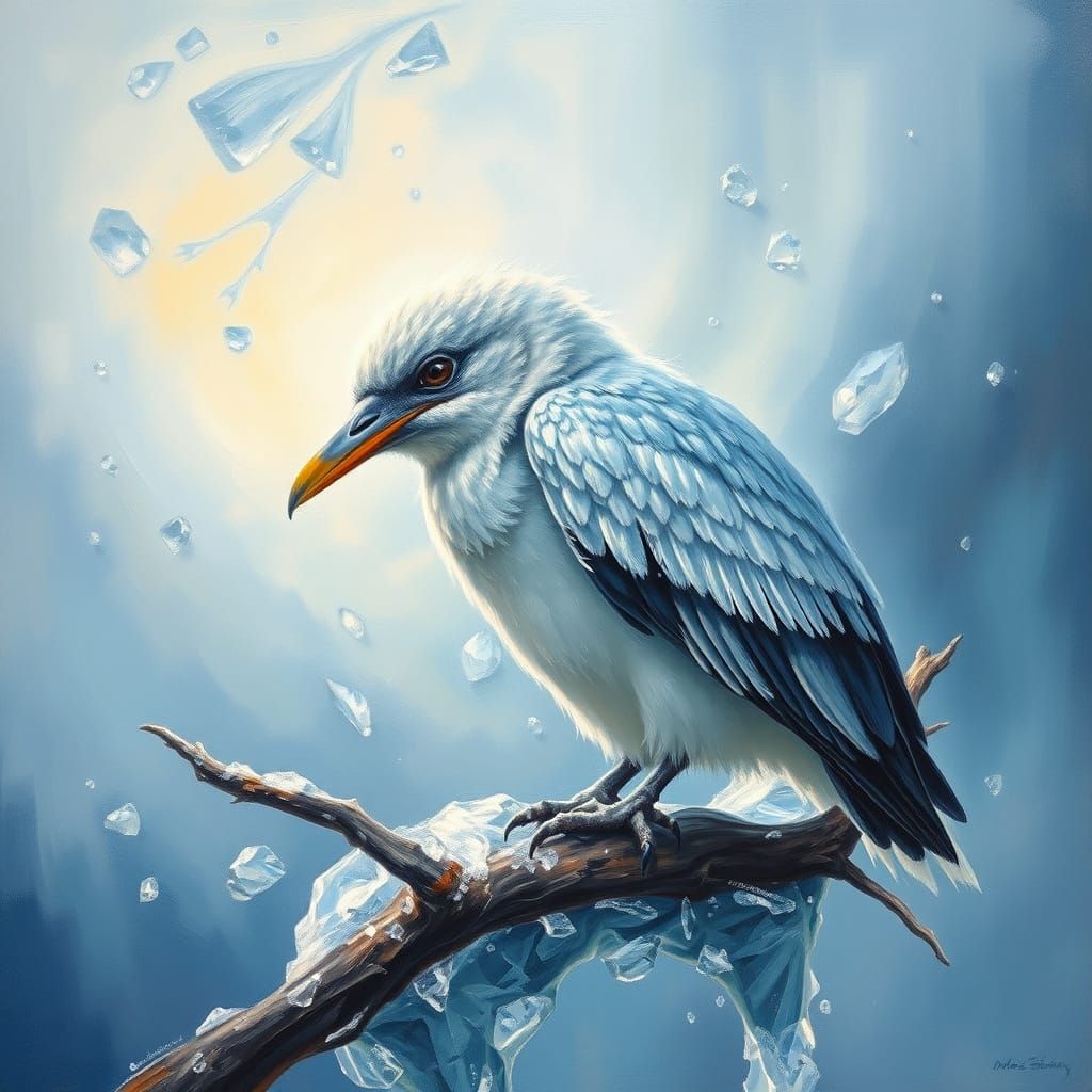 Mystic Ice Bird Oil Painting
