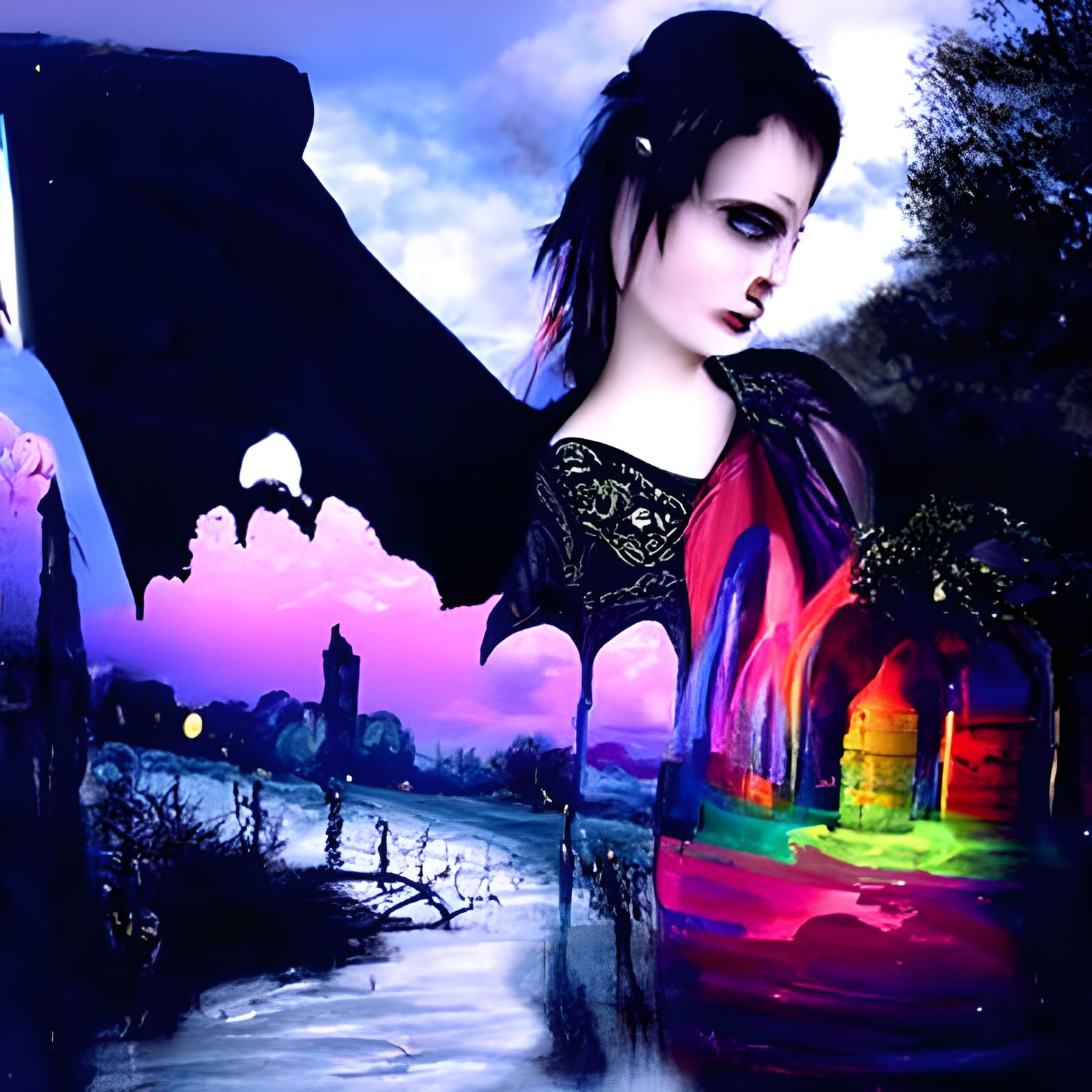 Gothic Art: Mysterious Twilight Scene in Color