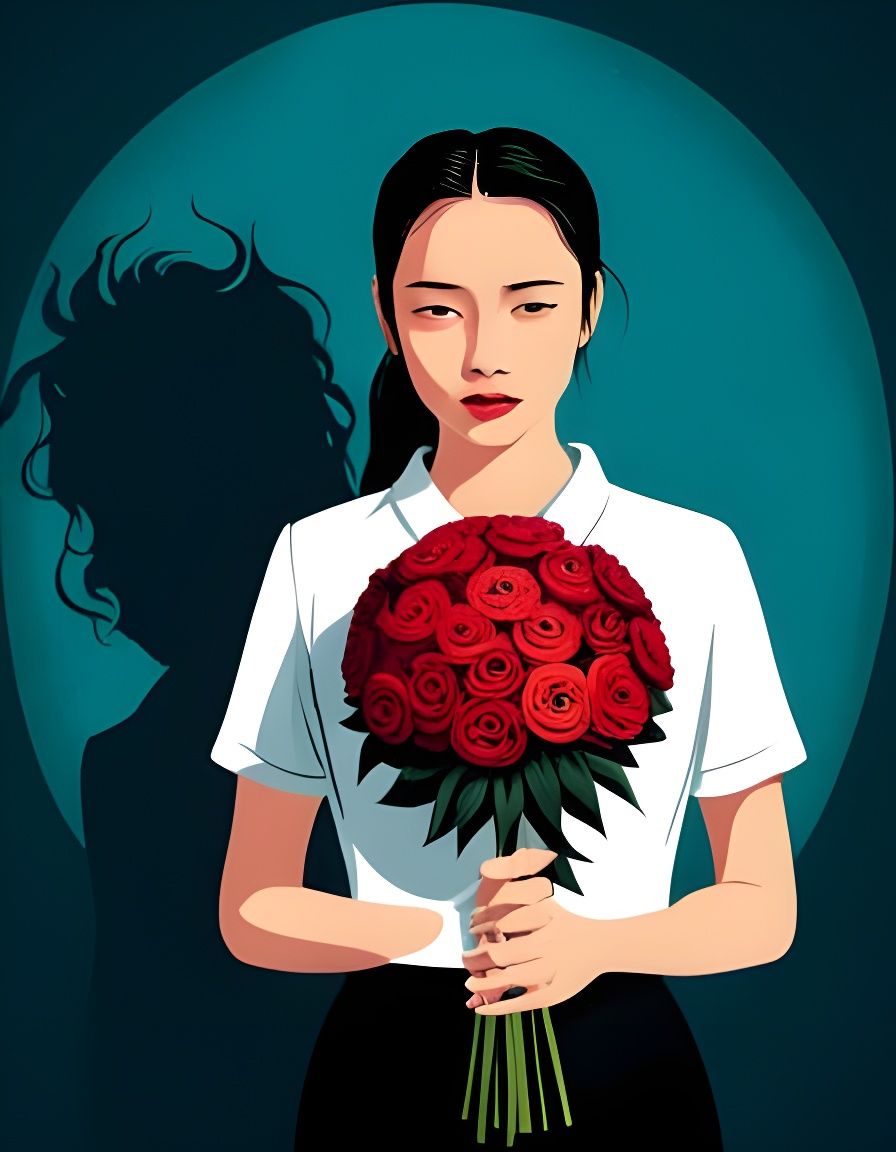 Duality: Cute Girl, Scary Shadow in Digital Art