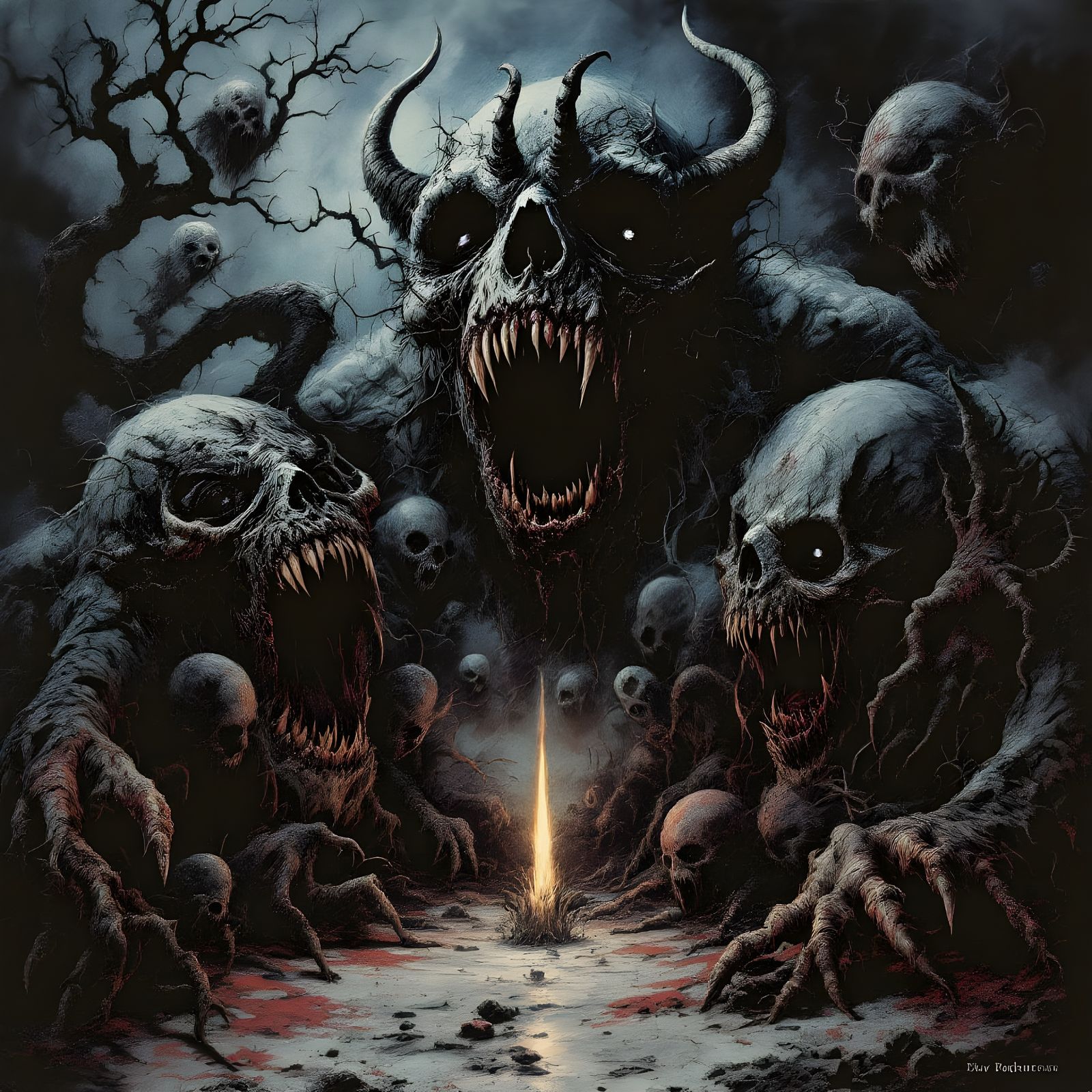 Gothic Black Metal Art: Eerie Horrors & Satanic Creatures