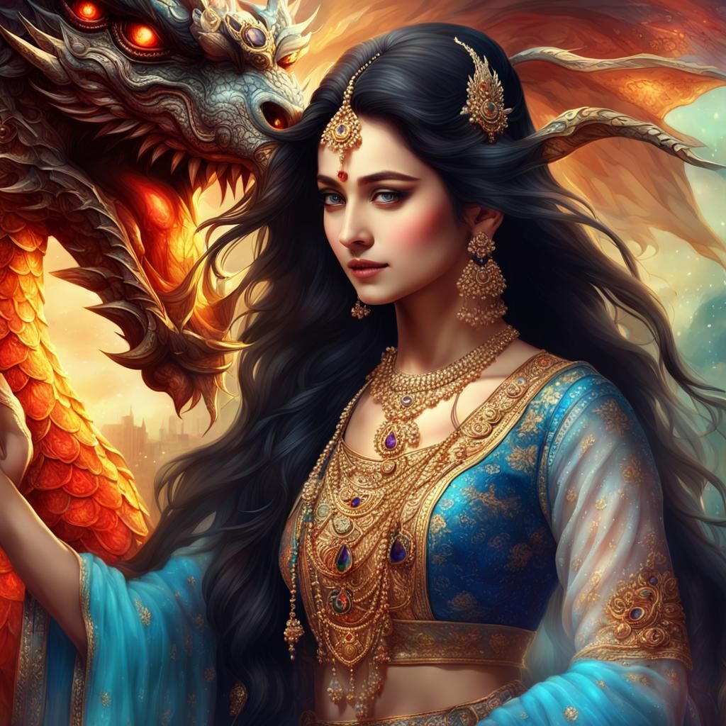 Beautiful Woman Painting in Rich, Detailed Digital Art