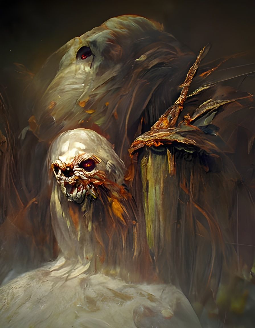 Sinister Vegetarian Face in Horror Illustration Style