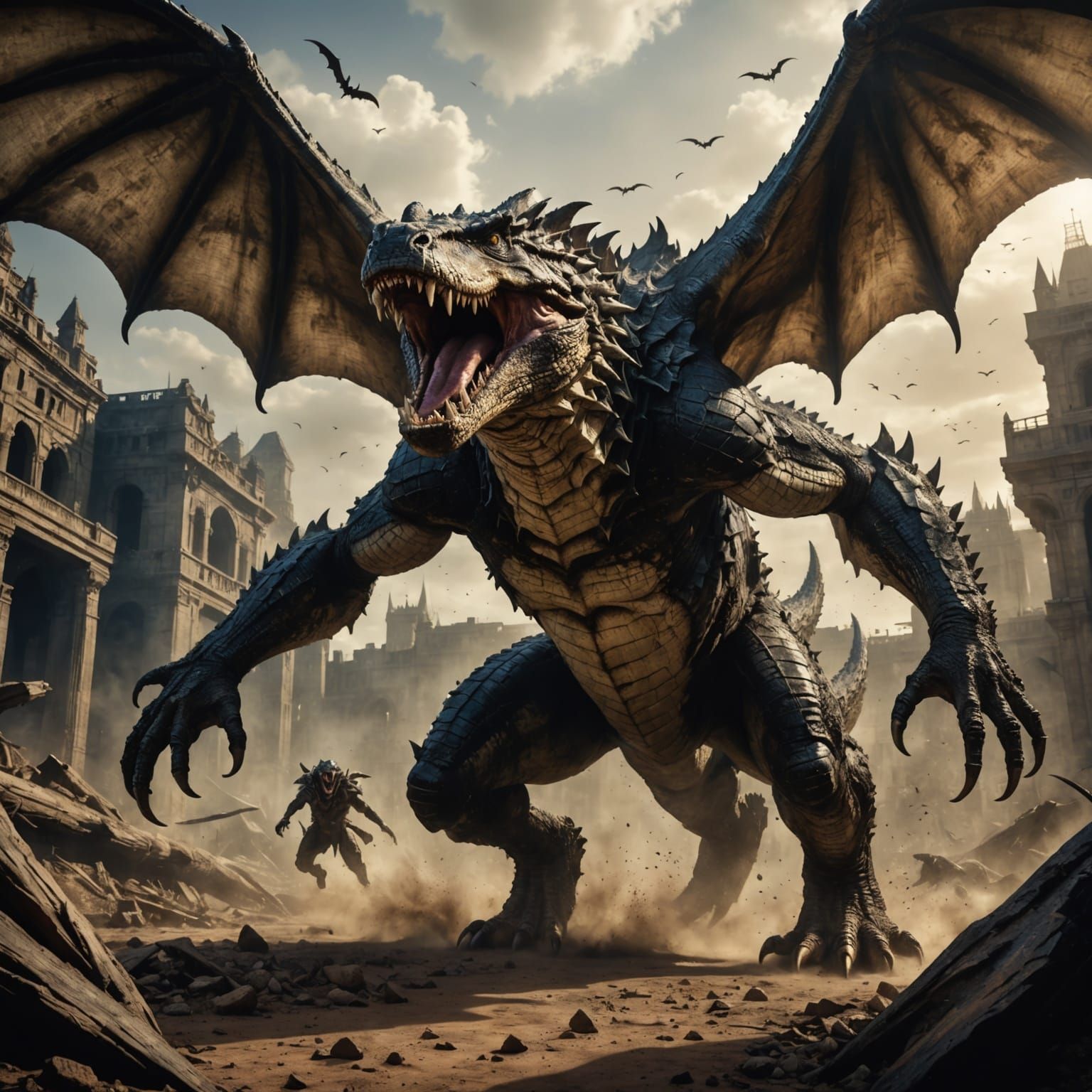 Prehistoric Scaly Behemoth Unleashes Fury from Earth