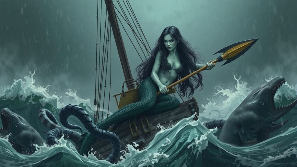 Sinister Mermaids Attack Sinking Ship in Stormy Seas
