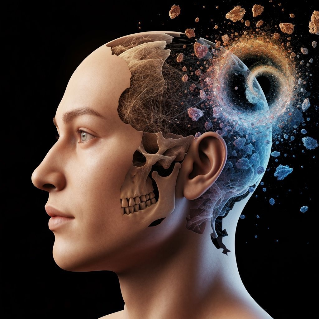 Fragmented Human Head: Hyperrealistic Fractal Dreamscape