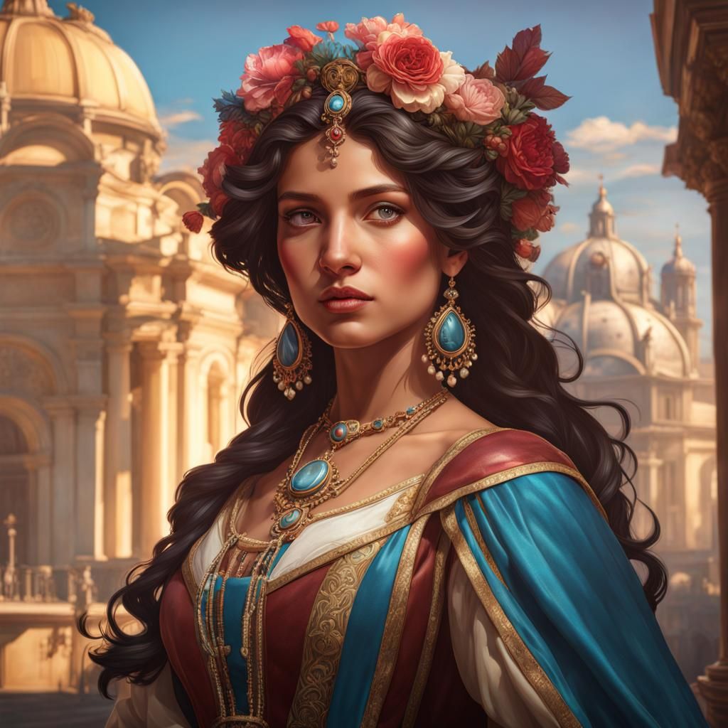 Hyperdetailed Portrait in Art Nouveau Style