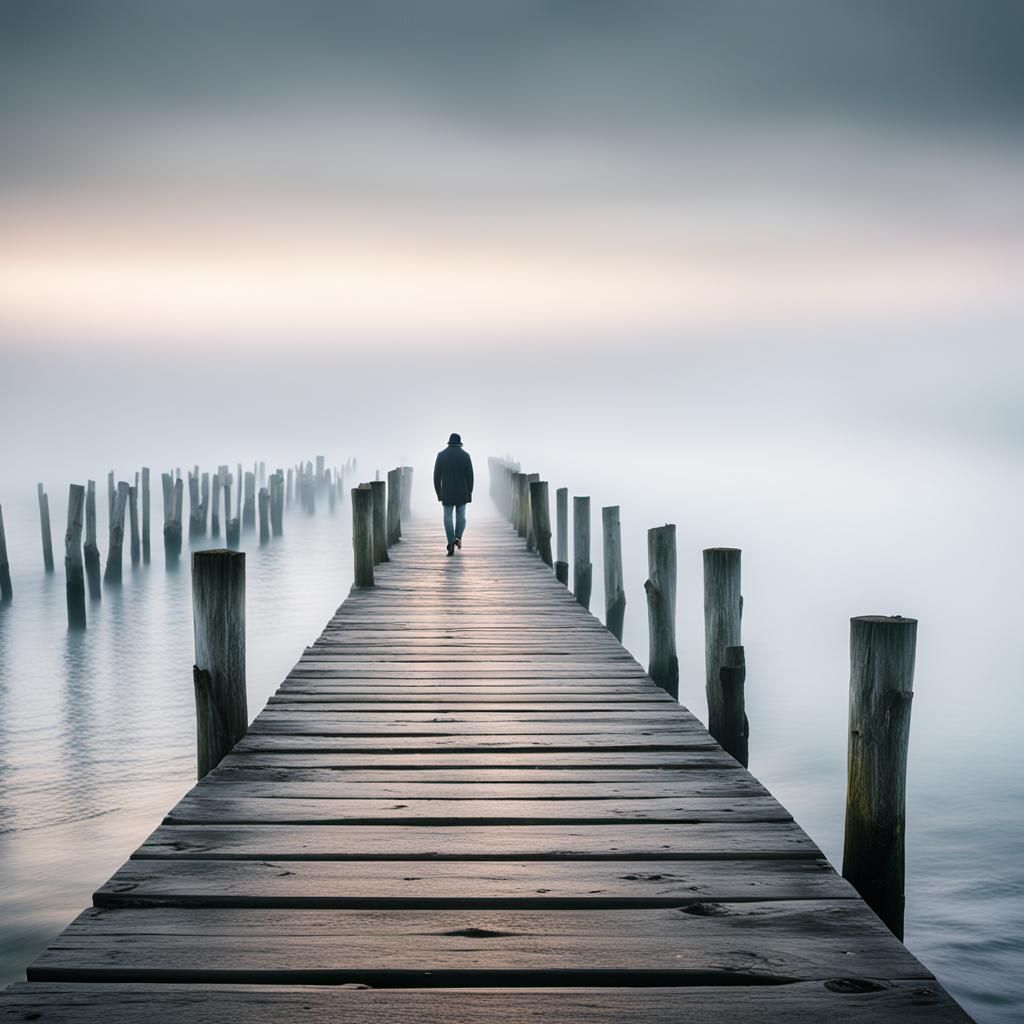 Ethereal Pier Scene in Cinematic Style