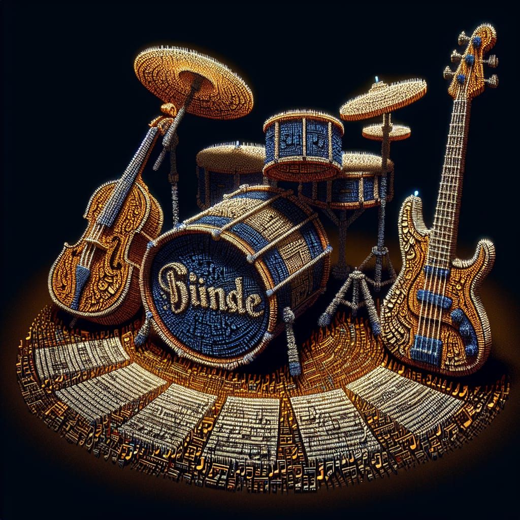 Band Instruments Formed From Music Notes