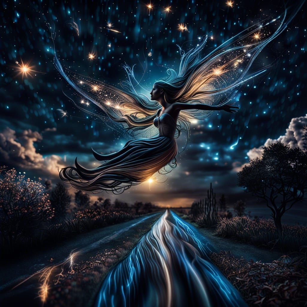 Fairies Fill the Night Sky in Hyperrealistic Detail