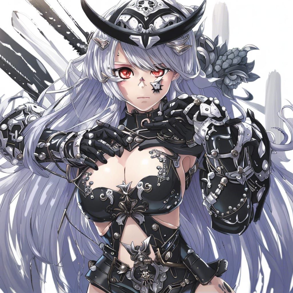 Skull Girl in Black Armor: Anime Key Visual