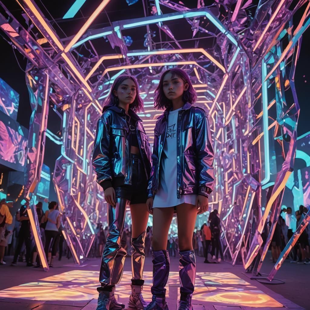 Cyberpunk Art Festival Featuring Boy and Girl