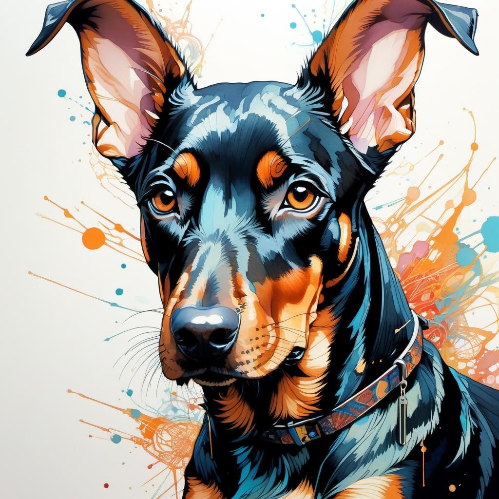Anime Style Doberman Puppy Portrait