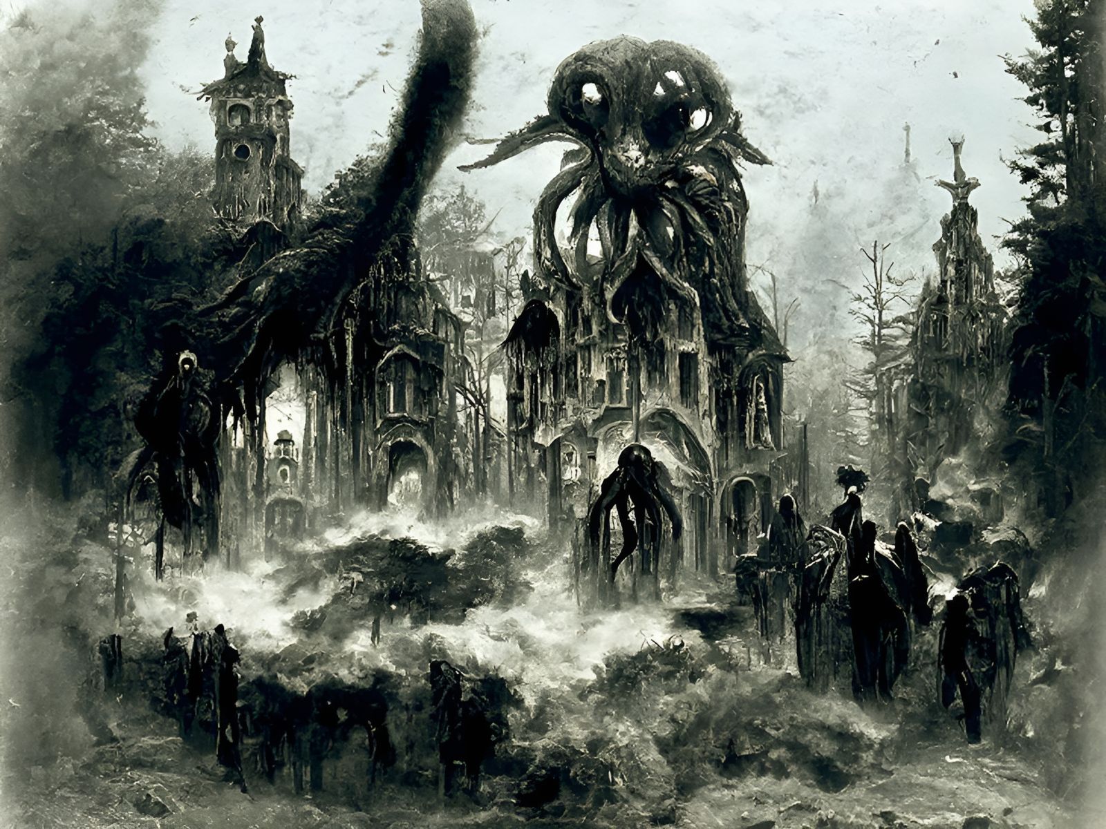 Nightmarish Gothic Town Overrun by Creatures