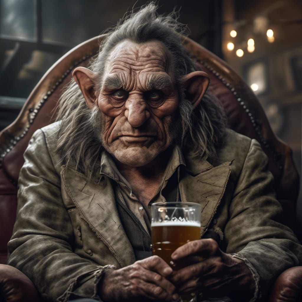 Father Troll Relaxing in Armchair Portrait