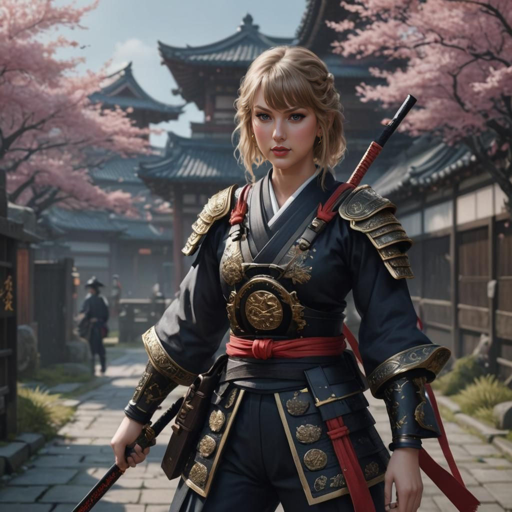 Taylor Swift as a Samurai in Anime Style