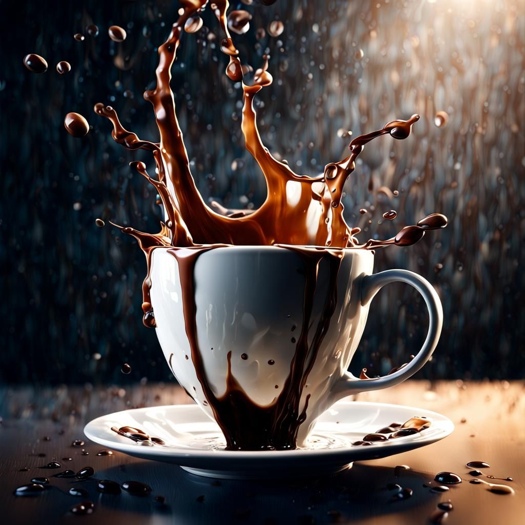 Coffee and Cream Splash: Detailed Matte Painting